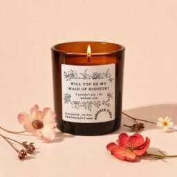 Will You Be My Maid Of Honour Proposal Gift Wildflower Design Scented Candle - thumbnail 1