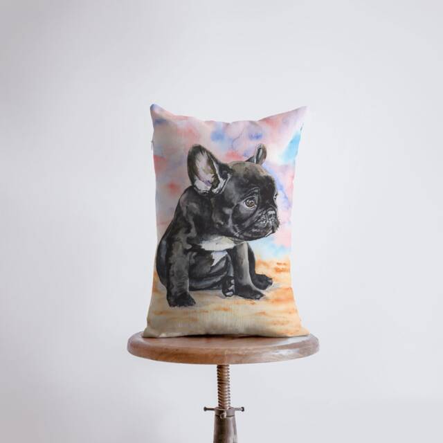 French Bulldog Puppy - Watercolor 12x18 Pillow Cover Dogs Home D??cor Custom Dog Lover Gift Mom - image 1