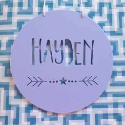Personalised Wooden Wall-Door Hanging Star Dots Plaque-Wall Hanging-Kids Door Sign-Custom Name-Kids Gift-Baby Gift-Lasercut-Personalized - thumbnail 3