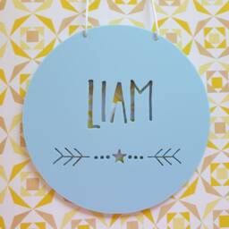 Personalised Wooden Wall-Door Hanging Star Dots Plaque-Wall Hanging-Kids Door Sign-Custom Name-Kids Gift-Baby Gift-Lasercut-Personalized - thumbnail 2