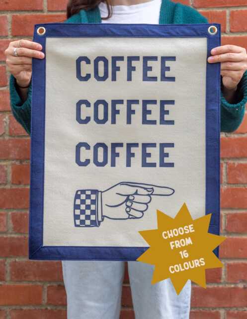 Felt Coffee Banner Handmade Wall Art Sign - 40x50cm - image 1