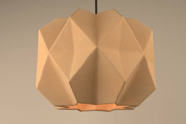 Sculptural Origami Ceramic Pendant, Modern Plug-In Lighting - Naaya Carnation - image 1
