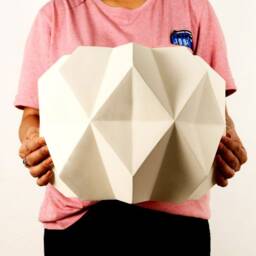 Sculptural Origami Ceramic Pendant, Modern Plug-In Lighting - Naaya Carnation - thumbnail 3