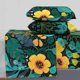 Mod Peacock Sheets - Bright Bohemian Large By Cynthiafrenette Colorful Nature Floral Modern Cotton Sateen Sheet Set Bedding Spoonflower