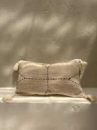 Boho Lumbar Pillow Cover, Woven Tassel Cushion, Handmade Neutral Minimalist Farmhouse Scandinavian Decor