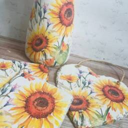 Sunflower Gift Set, Vase, Wall Art, Coasters, Themed Home Decor, For Lovers - thumbnail 3