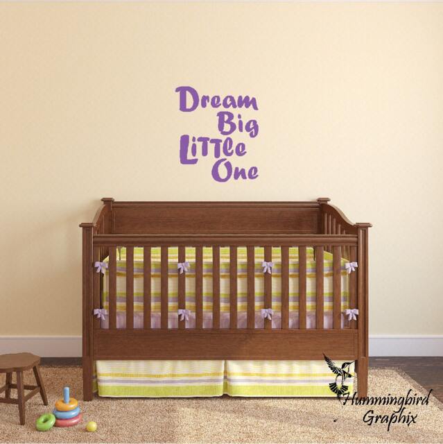 Dream Big Little One Vinyl Wall Decal - Nursery Decor - image 1
