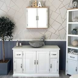 White Painted Bathroom Single Vanity Unit 123cm Wide With Quartz Top & Marble Basin Set 402Pwqsbcx1 - thumbnail 2