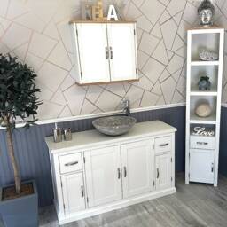 White Painted Bathroom Single Vanity Unit 123cm Wide With Quartz Top & Marble Basin Set 402Pwqsbcx1 - thumbnail 3