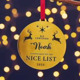 Personalised Nice List Christmas Medal Decoration - List Secret Santa Stocking Filler Decoration For Child - thumbnail 2