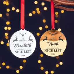 Personalised Nice List Christmas Medal Decoration - List Secret Santa Stocking Filler Decoration For Child - thumbnail 4