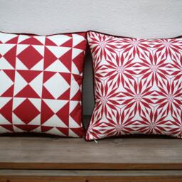 Pillow Canvas 55% Linen 45 Cotton 45x45cm, With Or Without Feather Inner Pillow, Hidden Zipper Color Burgundy & Natural White - thumbnail 2