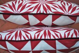 Pillow Canvas 55% Linen 45 Cotton 45x45cm, With Or Without Feather Inner Pillow, Hidden Zipper Color Burgundy & Natural White - thumbnail 1