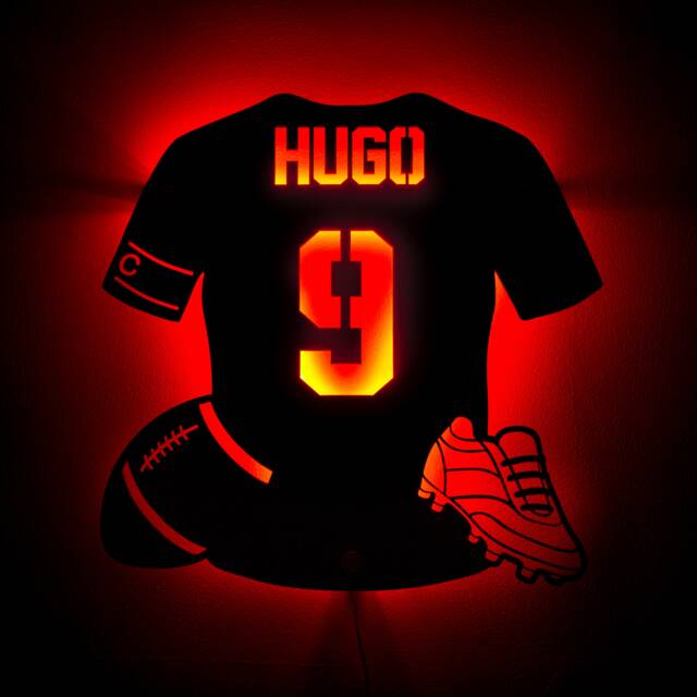 Personalised Rugby Shirt Light-Up Wall Plaque Acrylic Sport Art - image 1