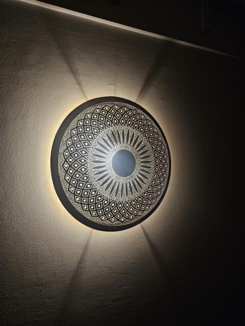 Moroccan Brass Wall Sconce, Round Wall Lamp - image 1