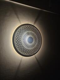 Moroccan Brass Wall Sconce, Round Wall Lamp - thumbnail 1