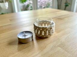 Small Macrame Tea Light Holder Boho Table Decor With Glass Insert