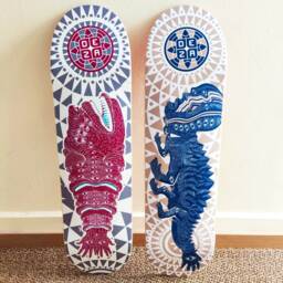 Original Decoration Set, Wall Art Decor, Skateboard Decor, Mexican Art, Duo, Urban Skater, Skate Gift, Nahuatl, Kid - thumbnail 3
