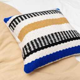 Colorful Handwoven Cushion Cover 16??16??? - Boho Throw Pillow, Handmade Woven - thumbnail 2