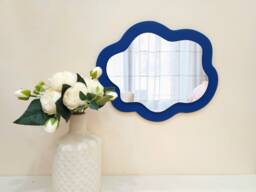Celestial Decor Cloud Wall Hanging Navy Blue, Space Wavy Mirror, Eclectic Art, Teen Or Kids Room Funky