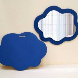 Celestial Decor Cloud Wall Hanging Navy Blue, Space Wavy Mirror, Eclectic Art, Teen Or Kids Room Funky - thumbnail 3