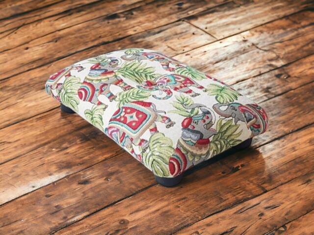 Elephant Fabric Footstool Handmade Upholstered Ottoman, Home Office Little Support - image 1