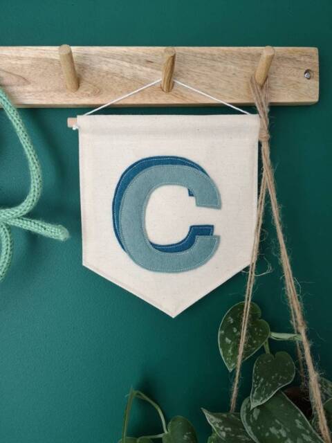 Initial Banner, Personalised Initial, A - Z Wall Hanging, Letter Art, Single Letter, Fabric Custom Kids Playroom Decor - image 1