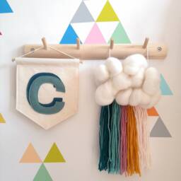 Initial Banner, Personalised Initial, A - Z Wall Hanging, Letter Art, Single Letter, Fabric Custom Kids Playroom Decor - thumbnail 2