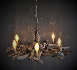 Black Driftwood Chandelier Dimmable Branch Light With Led Bulbs - thumbnail 1
