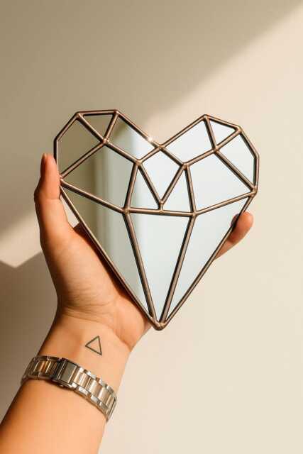 stained Glass Heart Mirror Crystal Romantic Wall Decor, Valentine Gift - image 1