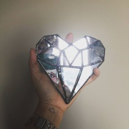 stained Glass Heart Mirror Crystal Romantic Wall Decor, Valentine Gift - thumbnail 2