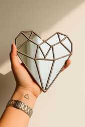stained Glass Heart Mirror Crystal Romantic Wall Decor, Valentine Gift