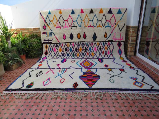 Azilal Rug Handmade -Rainbow Moroccan - Anime Rug- Wool Berber Vintage Custom Area Tribal - image 1