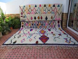 Azilal Rug Handmade -Rainbow Moroccan - Anime Rug- Wool Berber Vintage Custom Area Tribal - thumbnail 1