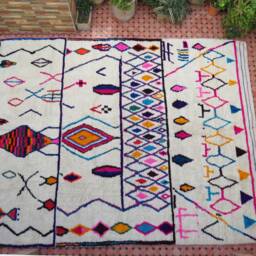 Azilal Rug Handmade -Rainbow Moroccan - Anime Rug- Wool Berber Vintage Custom Area Tribal - thumbnail 2