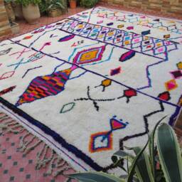 Azilal Rug Handmade -Rainbow Moroccan - Anime Rug- Wool Berber Vintage Custom Area Tribal - thumbnail 4