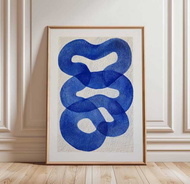 Abstract Blue Lines Poster, Modern Wall Art, Geometric Art Print, Minimalist Decor, Design, Contemporary Stylish - image 1