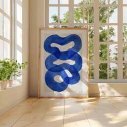 Abstract Blue Lines Poster, Modern Wall Art, Geometric Art Print, Minimalist Decor, Design, Contemporary Stylish - thumbnail 3