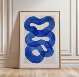 Abstract Blue Lines Poster, Modern Wall Art, Geometric Art Print, Minimalist Decor, Design, Contemporary Stylish - thumbnail 1