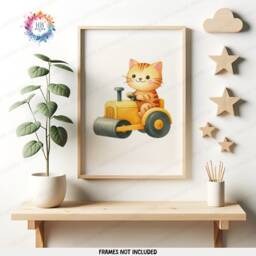 Ginger Cat Construction Posters - Set Of 3 Kids Prints - Digger Wall Art Truck Poster Bedroom Vehicle Nursery Transport Decor - thumbnail 3