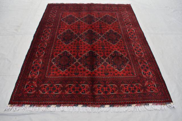Handmade Afghan Bukhara Wool Rug 6.5 X 5.0 Ft, Oriental Turkmen Design - image 1
