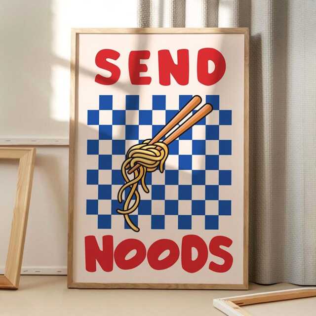 Send Noods Art Canvas Poster, Trendy Wall Art, Kitchen Aesthetic Decor, Retro Home Printed Gift - image 1