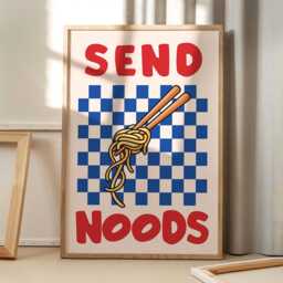 Send Noods Art Canvas Poster, Trendy Wall Art, Kitchen Aesthetic Decor, Retro Home Printed Gift - thumbnail 1
