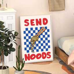 Send Noods Art Canvas Poster, Trendy Wall Art, Kitchen Aesthetic Decor, Retro Home Printed Gift - thumbnail 3