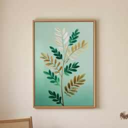 Mint Orchard - Botanical Leaf Art Print in Green & Gold, Fresh Modern Nature Wall Decor For Kitchen Dining Room - thumbnail 3