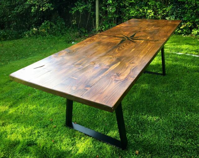 Handmade Rustic Industrial Reclaimed Scaffold Board Dining Table 8Ft - Custom Design Included - image 1