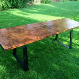Handmade Rustic Industrial Reclaimed Scaffold Board Dining Table 8Ft - Custom Design Included - thumbnail 2