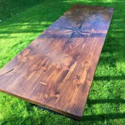 Handmade Rustic Industrial Reclaimed Scaffold Board Dining Table 8Ft - Custom Design Included - thumbnail 3