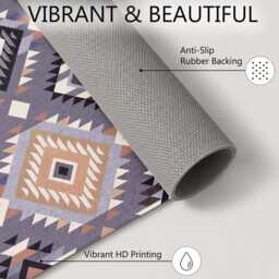 Grey Taupe Geometric Tribal Diamond Rug Non-Slip Soft Area Carpet Bedroom Living Room Hallway Mat Decor - Made in UK - thumbnail 4