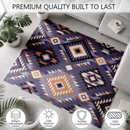 Grey Taupe Geometric Tribal Diamond Rug Non-Slip Soft Area Carpet Bedroom Living Room Hallway Mat Decor - Made in UK - thumbnail 3